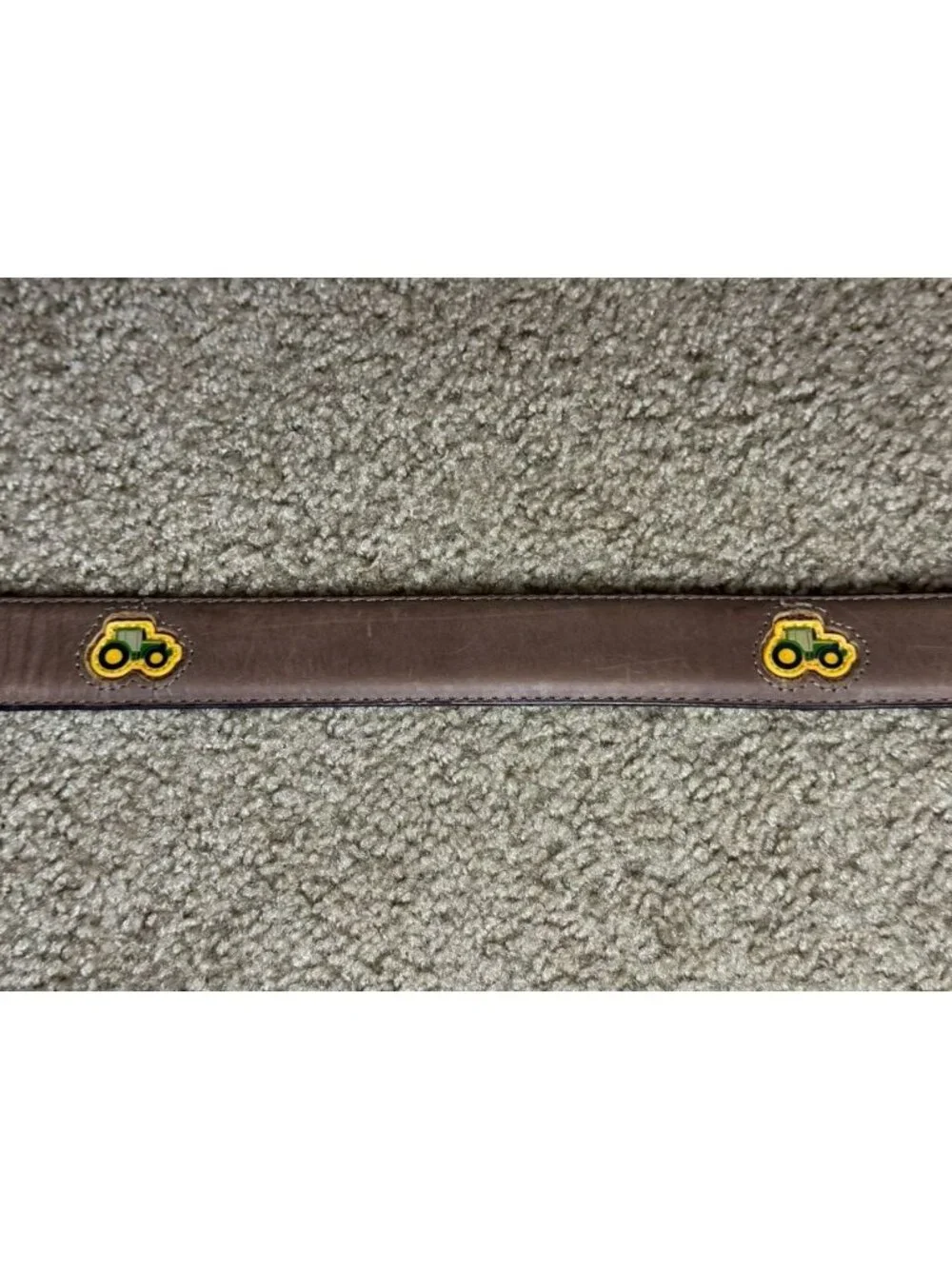 JOHN DEERE Youth Size 28 Belt With 3 Inlaid Tractors In Crazyhorse Tan Color